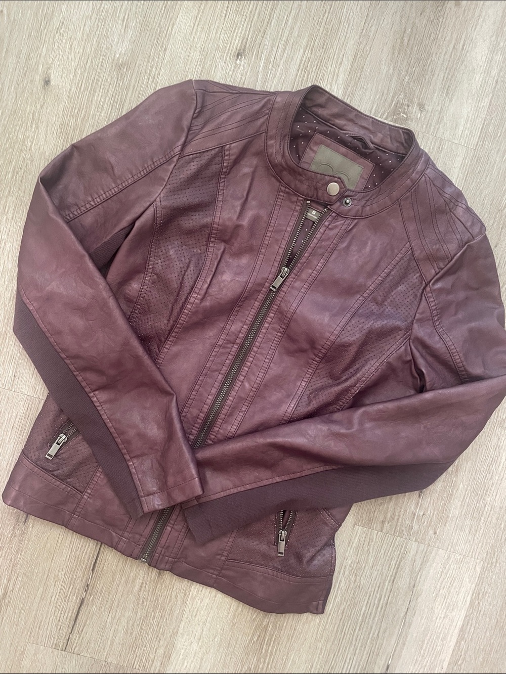 Maurices Wine Faux Leather Moto Jacket